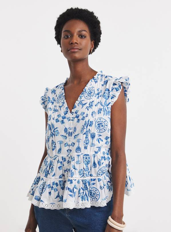 JD WILLIAMS Printed Frill Sleeve Vest 20